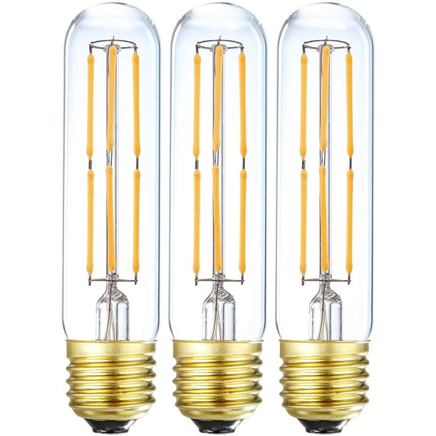 Clear Glass Warm White - 3Pcs 6W Dimmable Led Tubular Bulbs 600LM for Cabinet Display Cabinet etc,3 Pack. 60 Watt Incandescent Bulb Equivalent LEOOLS T10 Led Bulb E26 Base Lamp Bulb 